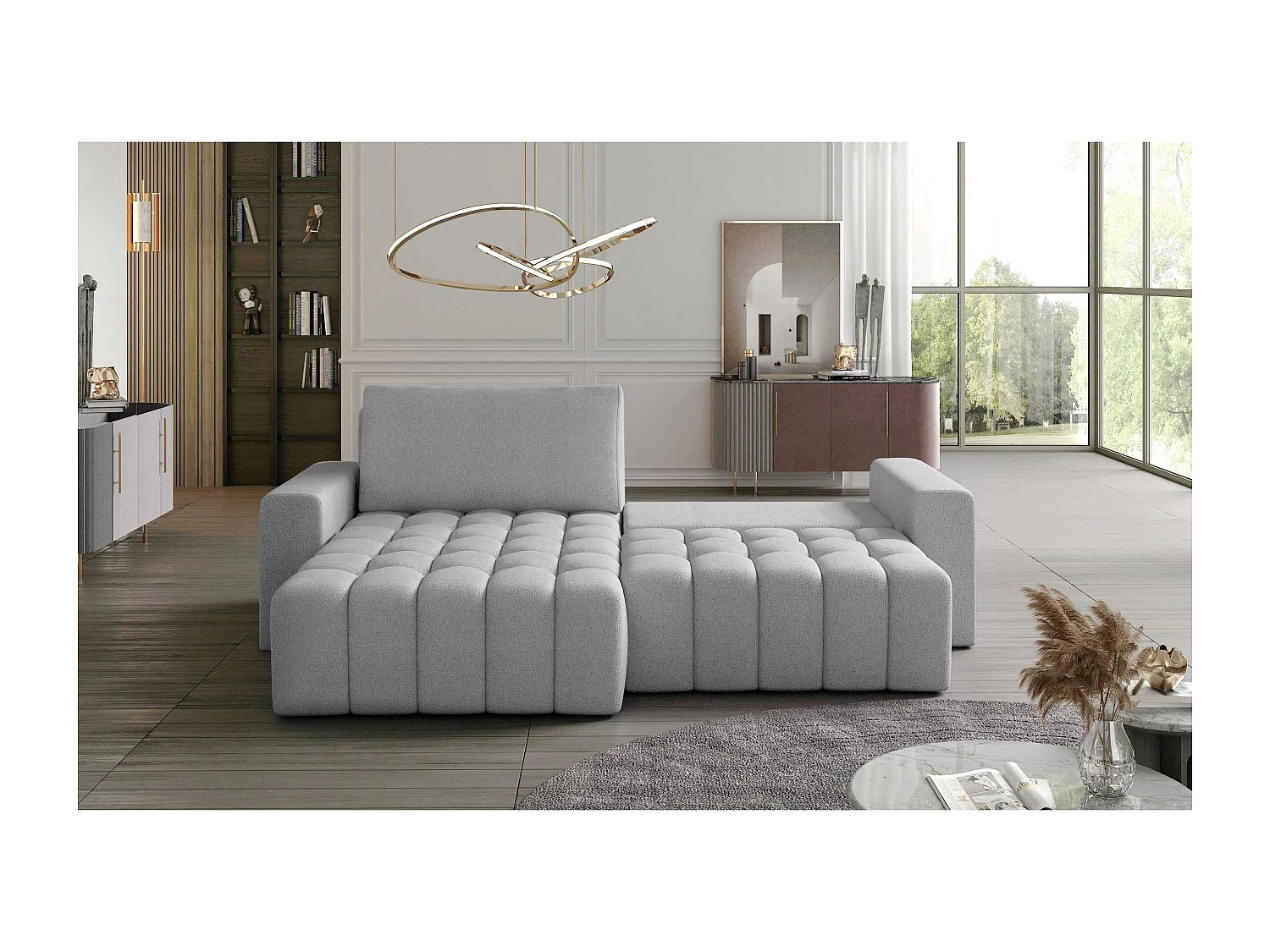 Ecksofa Stelvino L/Stoffbezug/Weiss