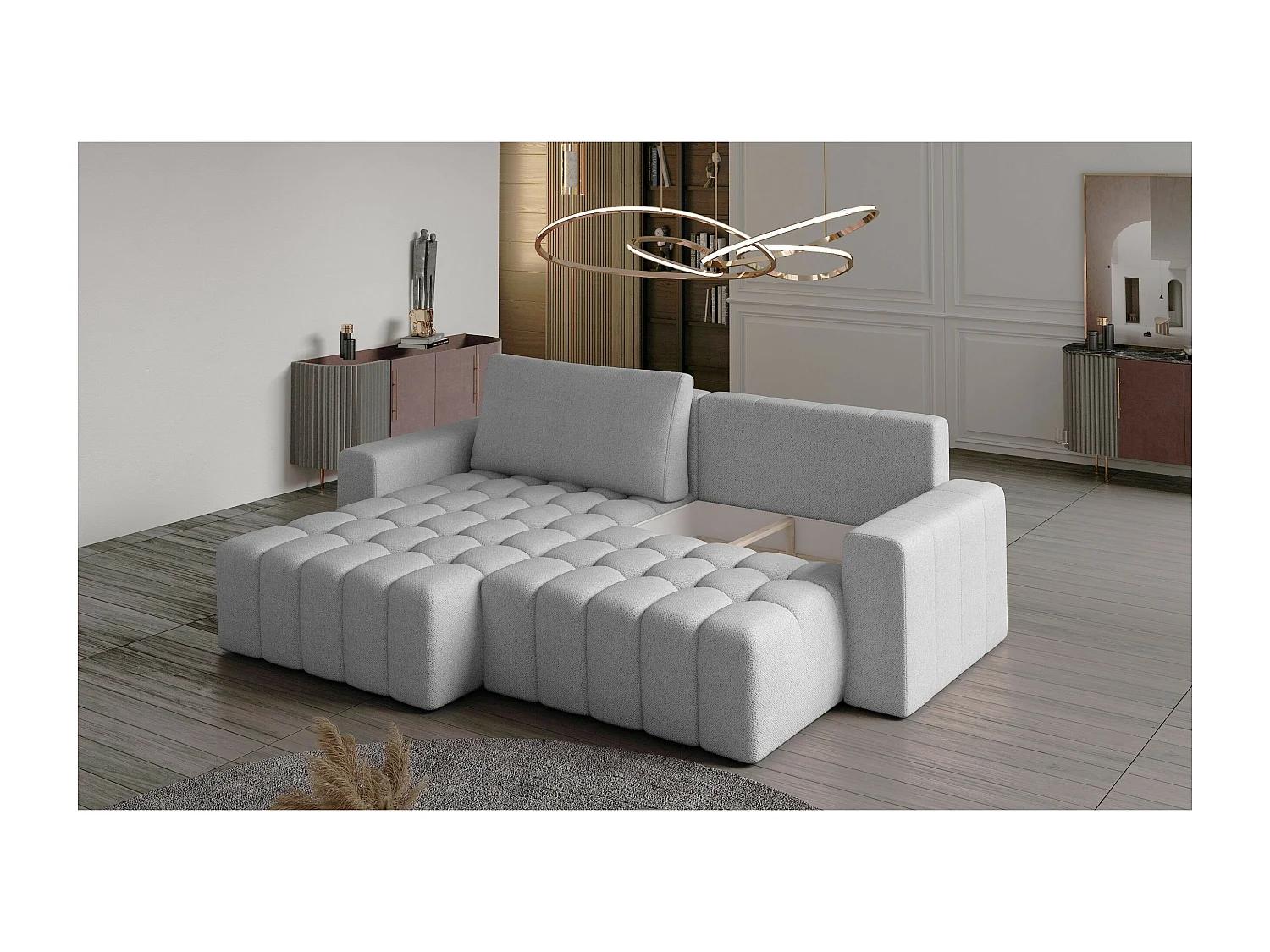 Ecksofa Stelvino L/Stoffbezug/Weiss
