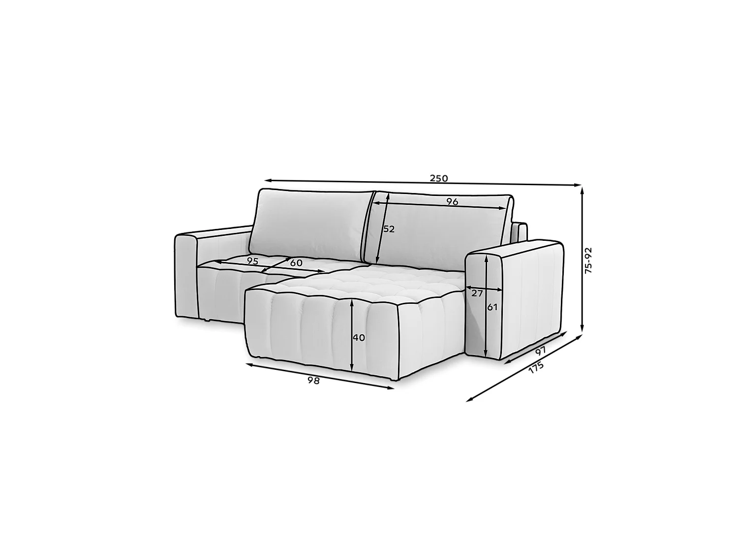 Divano angolare Stelvino R/rivestimento in tessuto/bianco