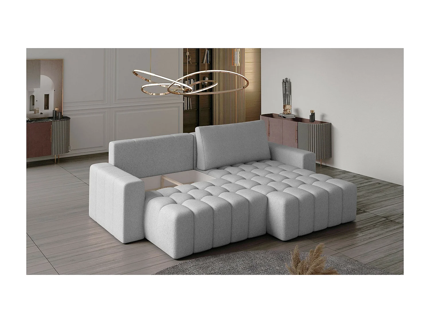 Canapé d'angle Stelvino R/revêtement en tissu/blanc