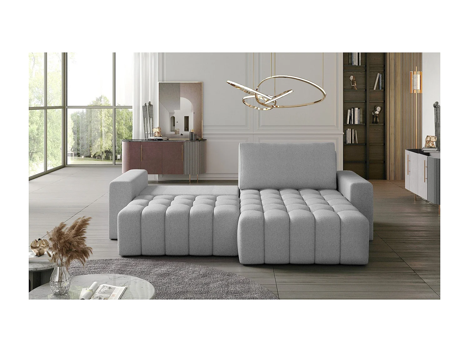 Canapé d'angle Stelvino R/revêtement en tissu/blanc