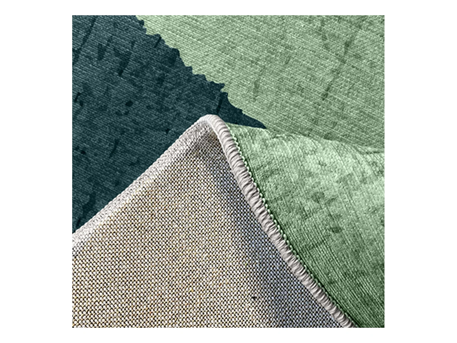 Tapis chenille rectangulaire en polyester à poils courts vert