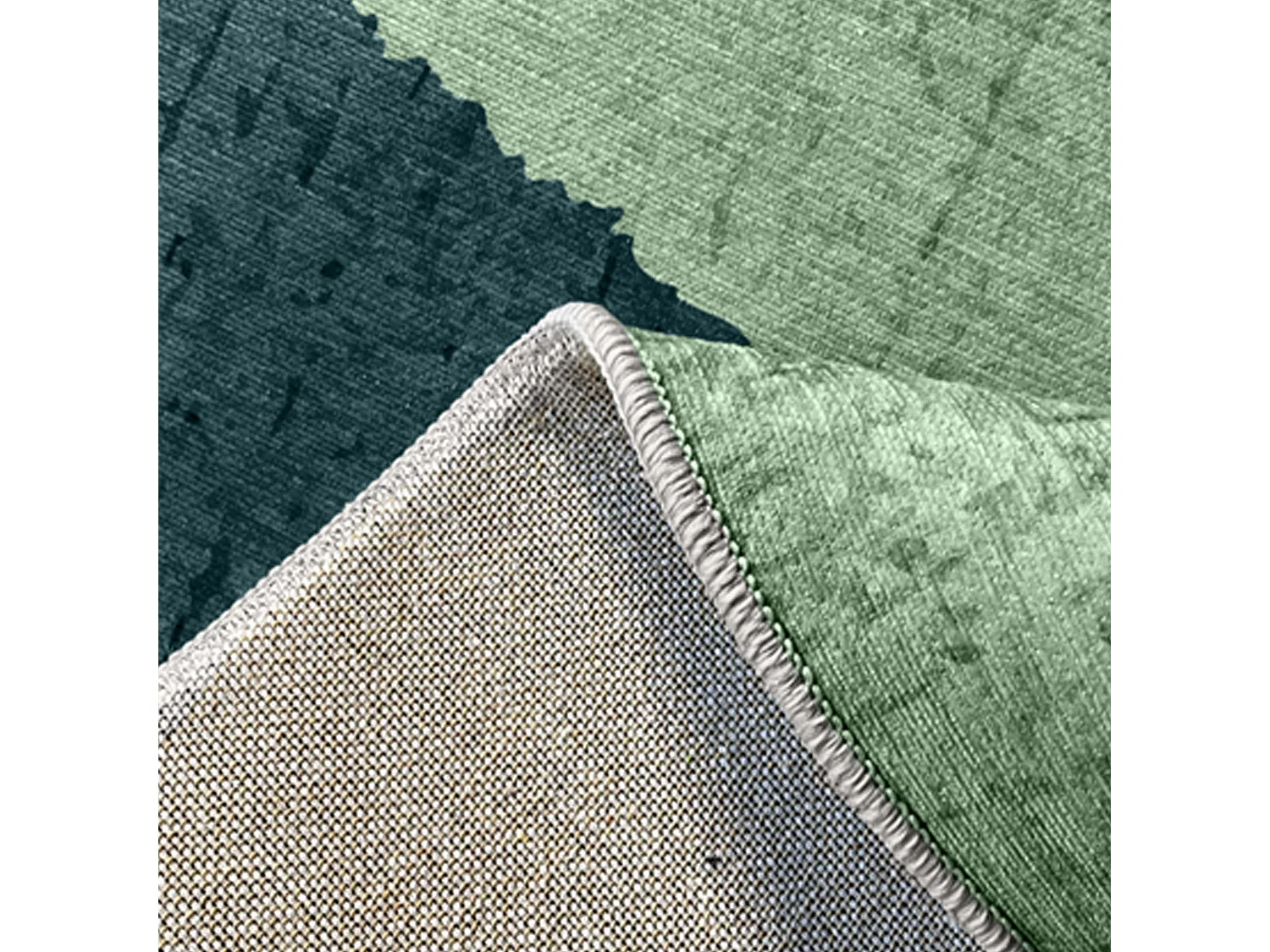 Tapis chenille rectangulaire en polyester à poils courts vert