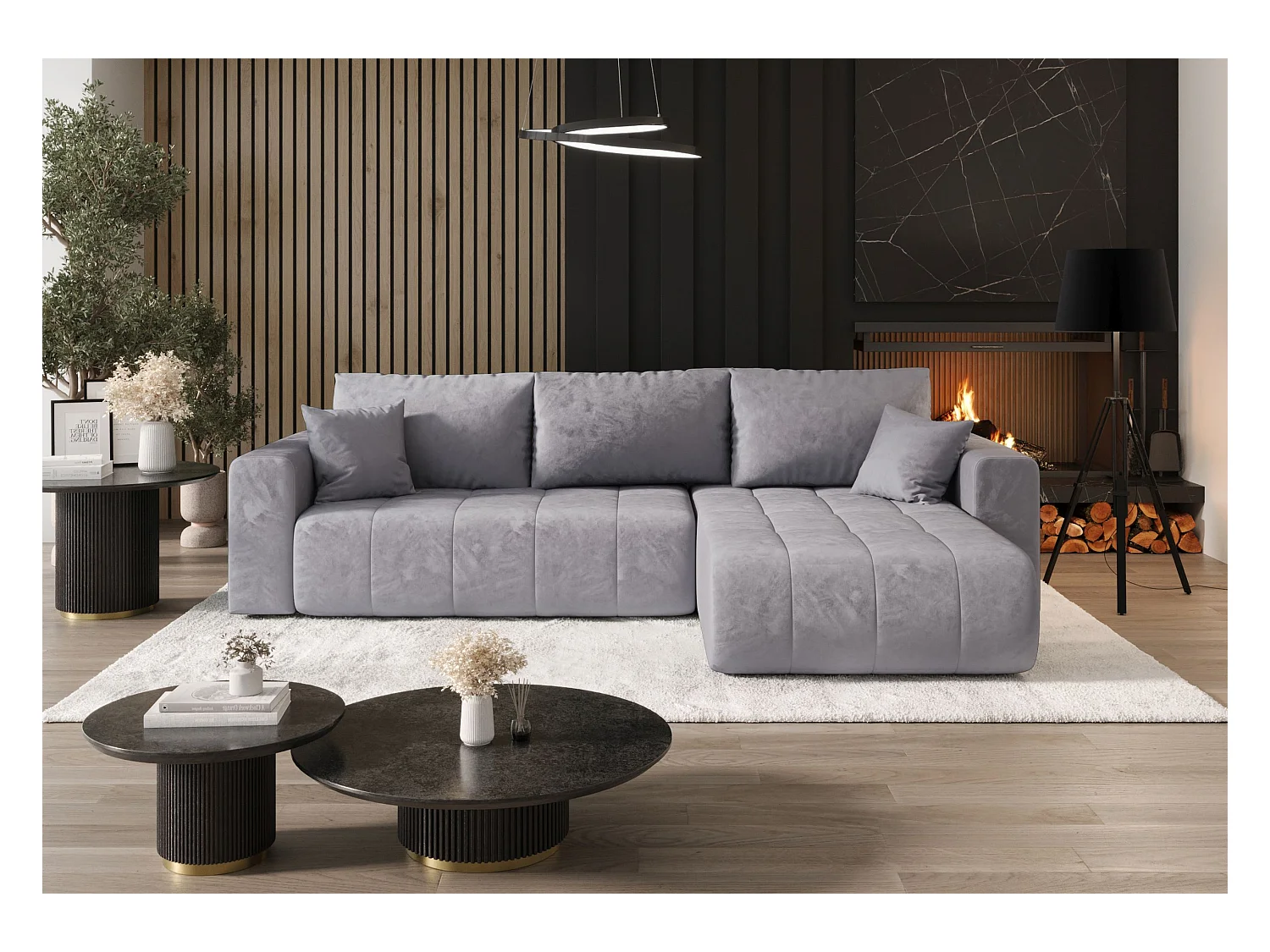 ECKSOFA mit Schlaffunktion MILO Monolith 70 Hellblau Rechts L-Form Sofa mit Stauraum Bettkasten Wohnzimmersofa Couch Sofa Bettsofa Bettkasten Bettcouch