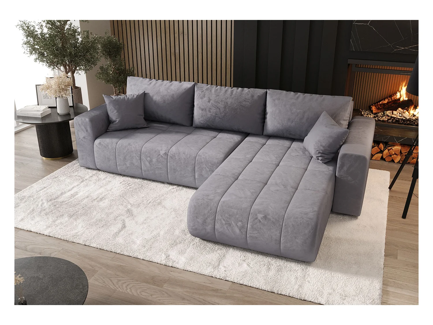 ECKSOFA mit Schlaffunktion MILO Monolith 70 Hellblau Rechts L-Form Sofa mit Stauraum Bettkasten Wohnzimmersofa Couch Sofa Bettsofa Bettkasten Bettcouch