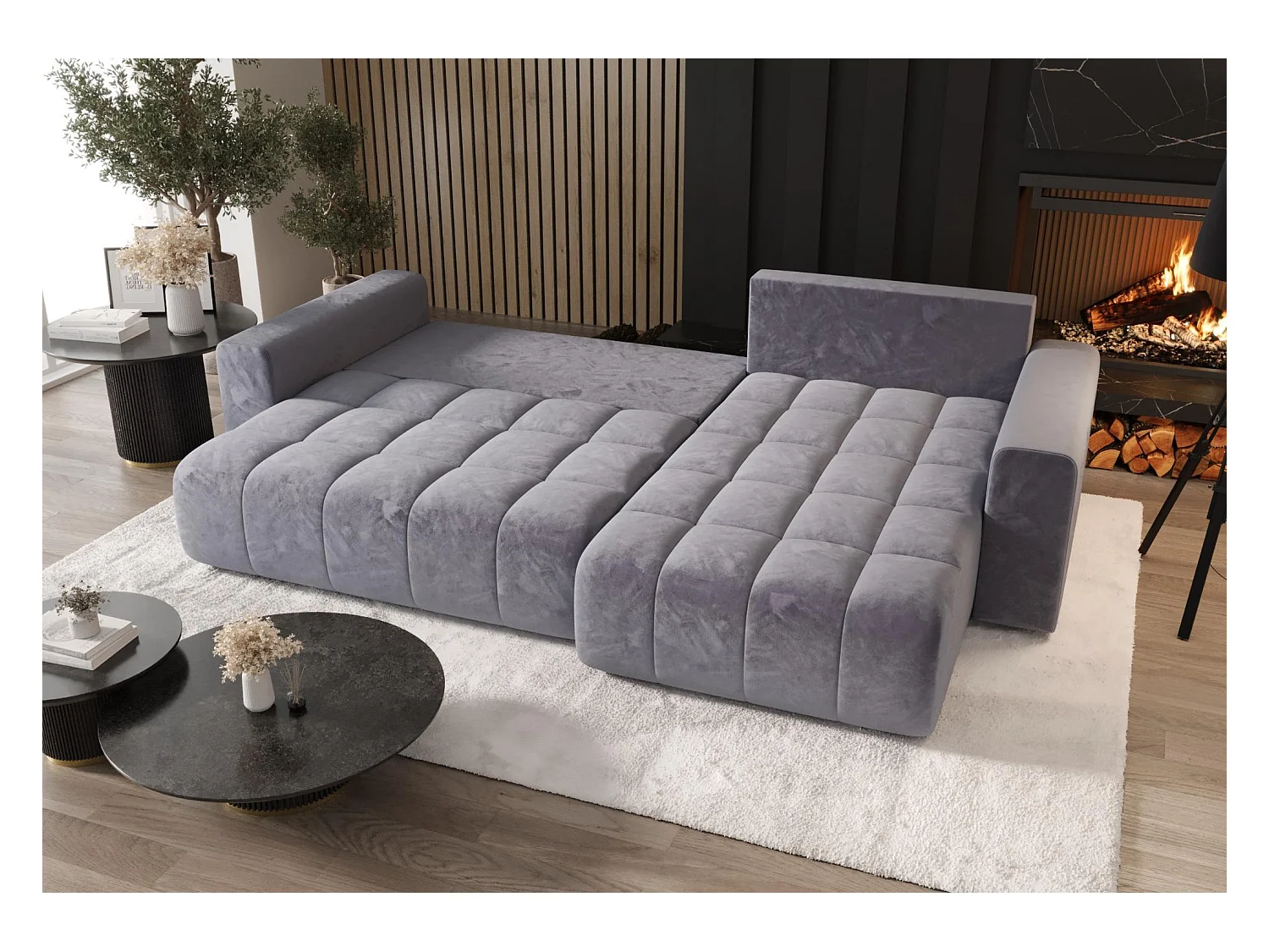 ECKSOFA mit Schlaffunktion MILO Monolith 15 Braun Rechts L-Form Sofa mit Stauraum Bettkasten Wohnzimmersofa Couch Sofa Bettsofa Bettkasten Bettcouch
