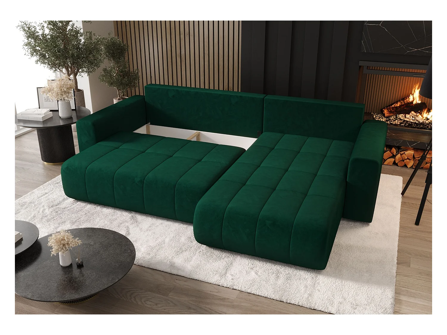 ECKSOFA mit Schlaffunktion MILO Monolith 77 Dunkelblau Rechts L-Form Sofa mit Stauraum Bettkasten Wohnzimmersofa Couch Sofa Bettsofa Bettkasten Bettcouch