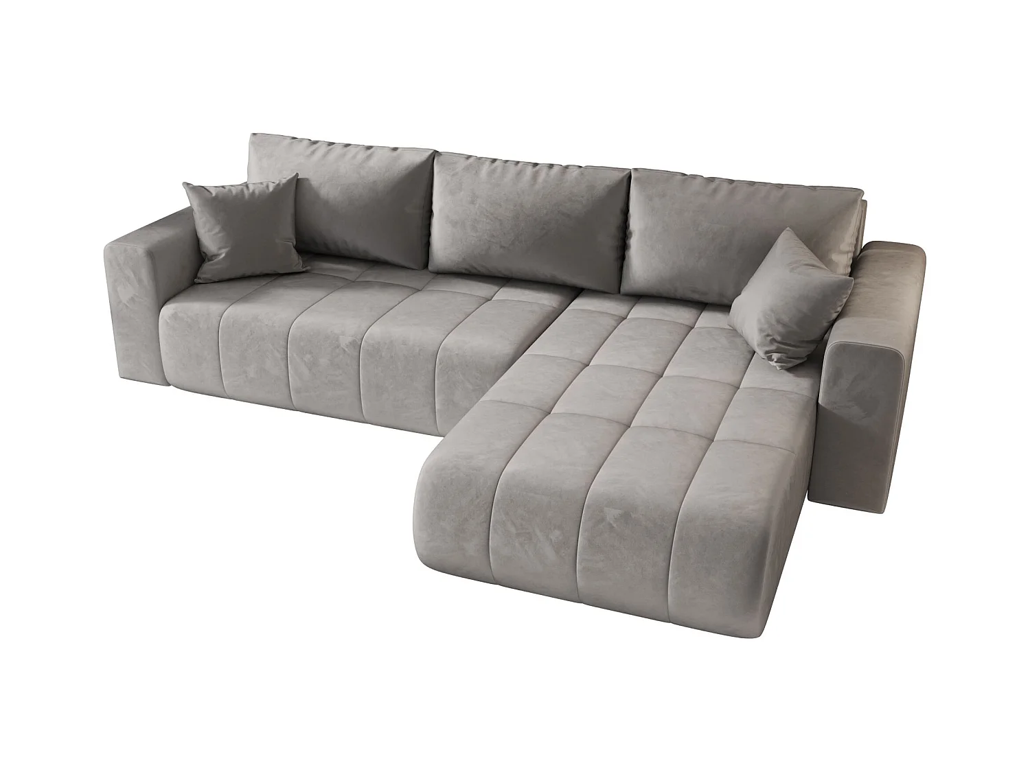 Hoekbank met slaapfunctie MILO Monolith 84 lichtgrijs rechts L-vormige bank met opbergruimte woonkamerbank, slaapbank, bank met opbergruimte