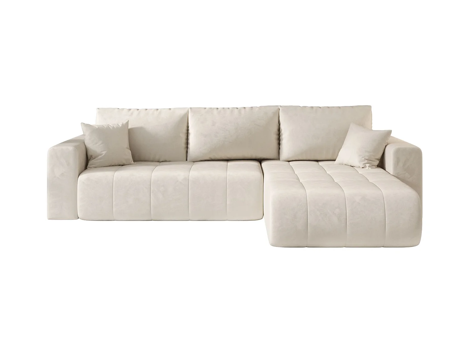 Hoekbank met slaapfunctie MILO Monolith 02 crème rechts L-vormige bank met opbergruimte woonkamerbank, slaapbank, bank met opbergruimte