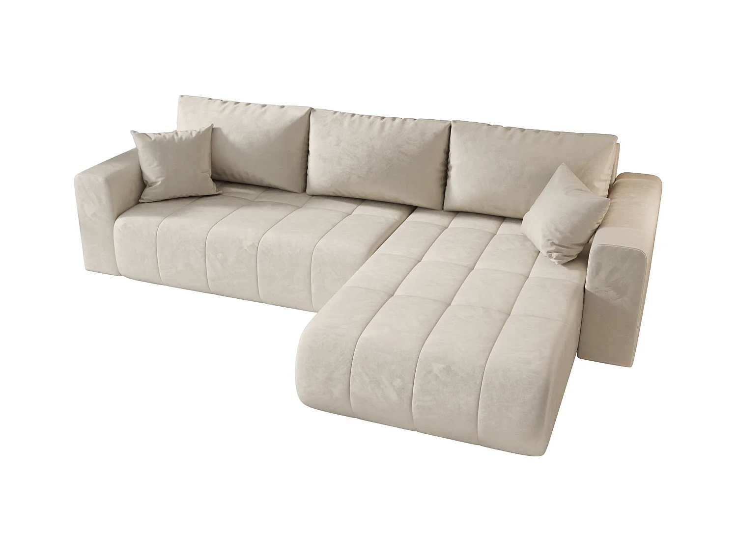 Hoekbank met slaapfunctie MILO Monolith 02 crème rechts L-vormige bank met opbergruimte woonkamerbank, slaapbank, bank met opbergruimte