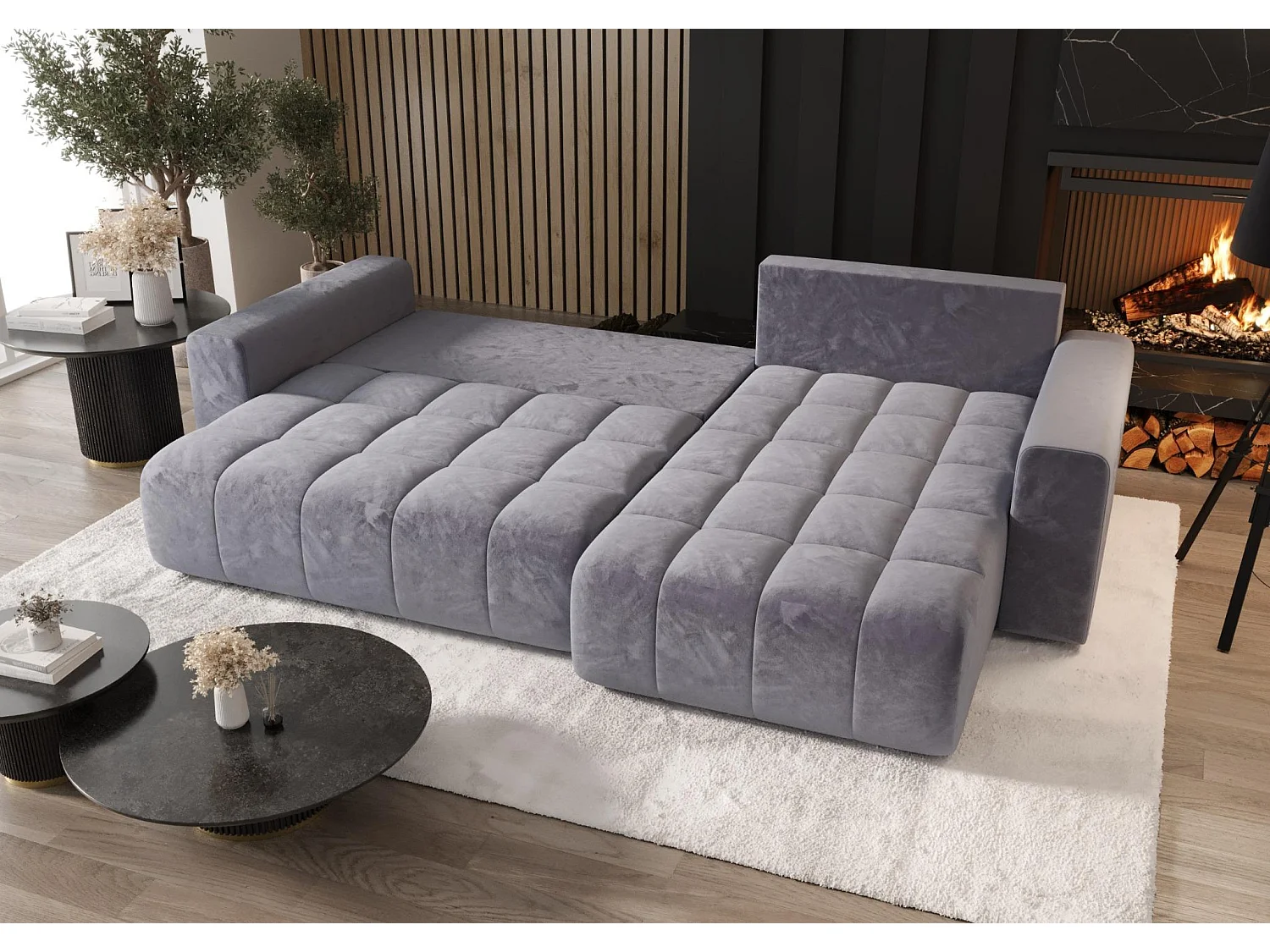 ECKSOFA mit Schlaffunktion MILO Monolith 02 Creme Rechts L-Form Sofa mit Stauraum Bettkasten Wohnzimmersofa Couch Sofa Bettsofa Bettkasten Bettcouch