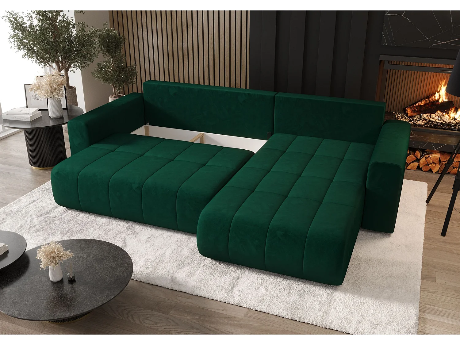 ECKSOFA mit Schlaffunktion MILO Monolith 02 Creme Rechts L-Form Sofa mit Stauraum Bettkasten Wohnzimmersofa Couch Sofa Bettsofa Bettkasten Bettcouch