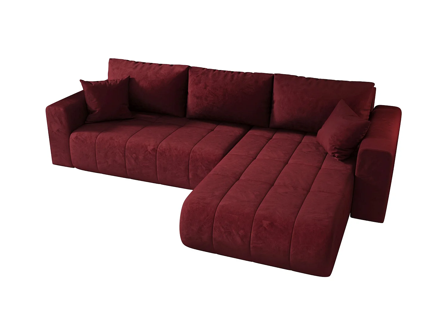 ECKSOFA mit Schlaffunktion MILO Monolith 59 Rot Rechts L-Form Sofa mit Stauraum Bettkasten Wohnzimmersofa Couch Sofa Bettsofa Bettkasten Bettcouch