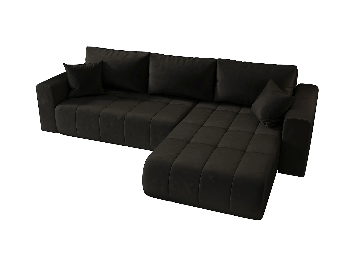 ECKSOFA mit Schlaffunktion MILO Monolith 95 Schwarz Rechts L-Form Sofa mit Stauraum Bettkasten Wohnzimmersofa Couch Sofa Bettsofa Bettkasten Bettcouch