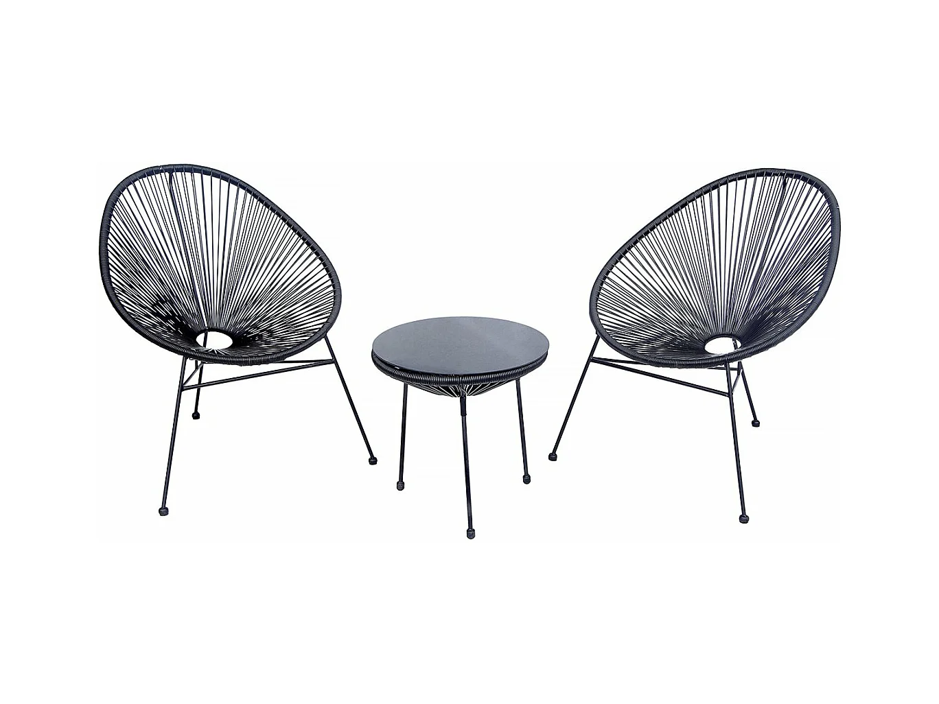 Gartenmöbelgarnitur Acapulco aus Metall "Odea" – 2-Sitzer – Schwarz