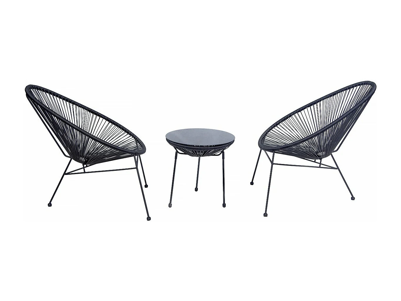 Zestaw mebli ogrodowych Acapulco "Odea" z metalu - 2 miejsca - Czarny