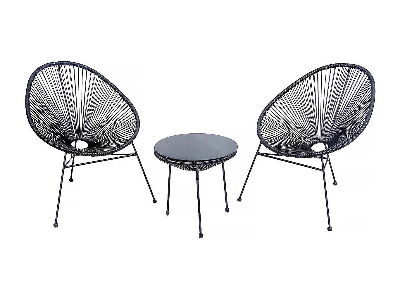 Acapulco tuinset van metaal "Odea" - 2 plaatsen - Zwart