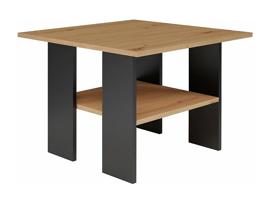 Stolik "Moderna" | Dąb Artisan / Czarny | 60x60x45 cm | Ława Salonowa