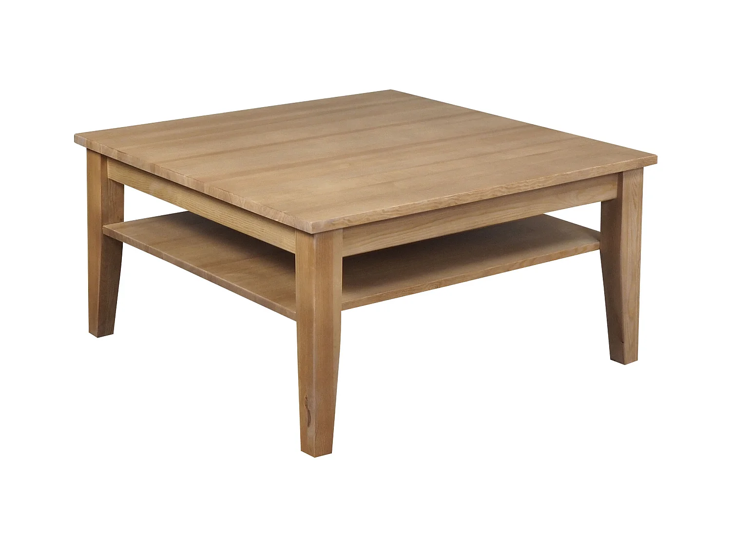 Ława 100 x 100 cm drewniana z półką Grands, kolor dębowy