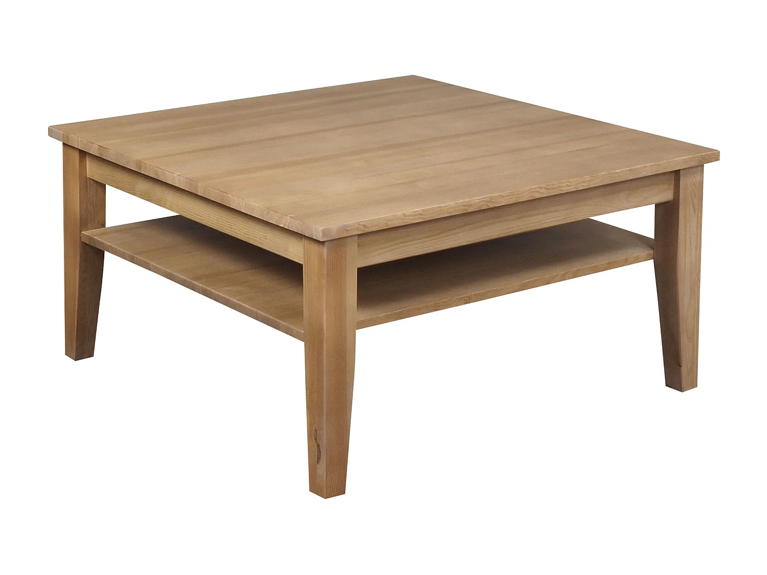 Ława 100 x 100 cm drewniana z półką Grands, kolor dębowy