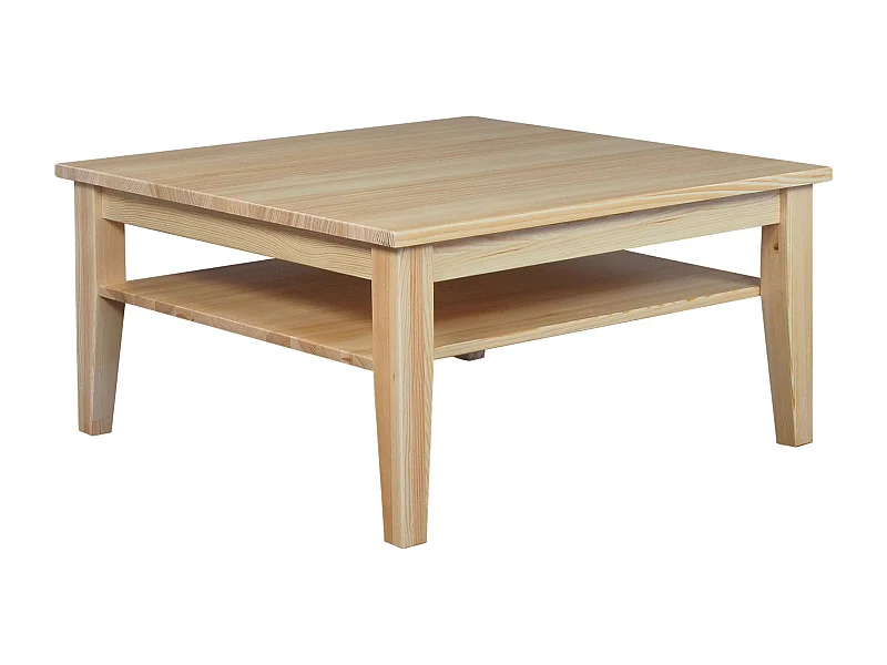 Ława 100 x 100 cm drewniana z półką Grands, sosnowa