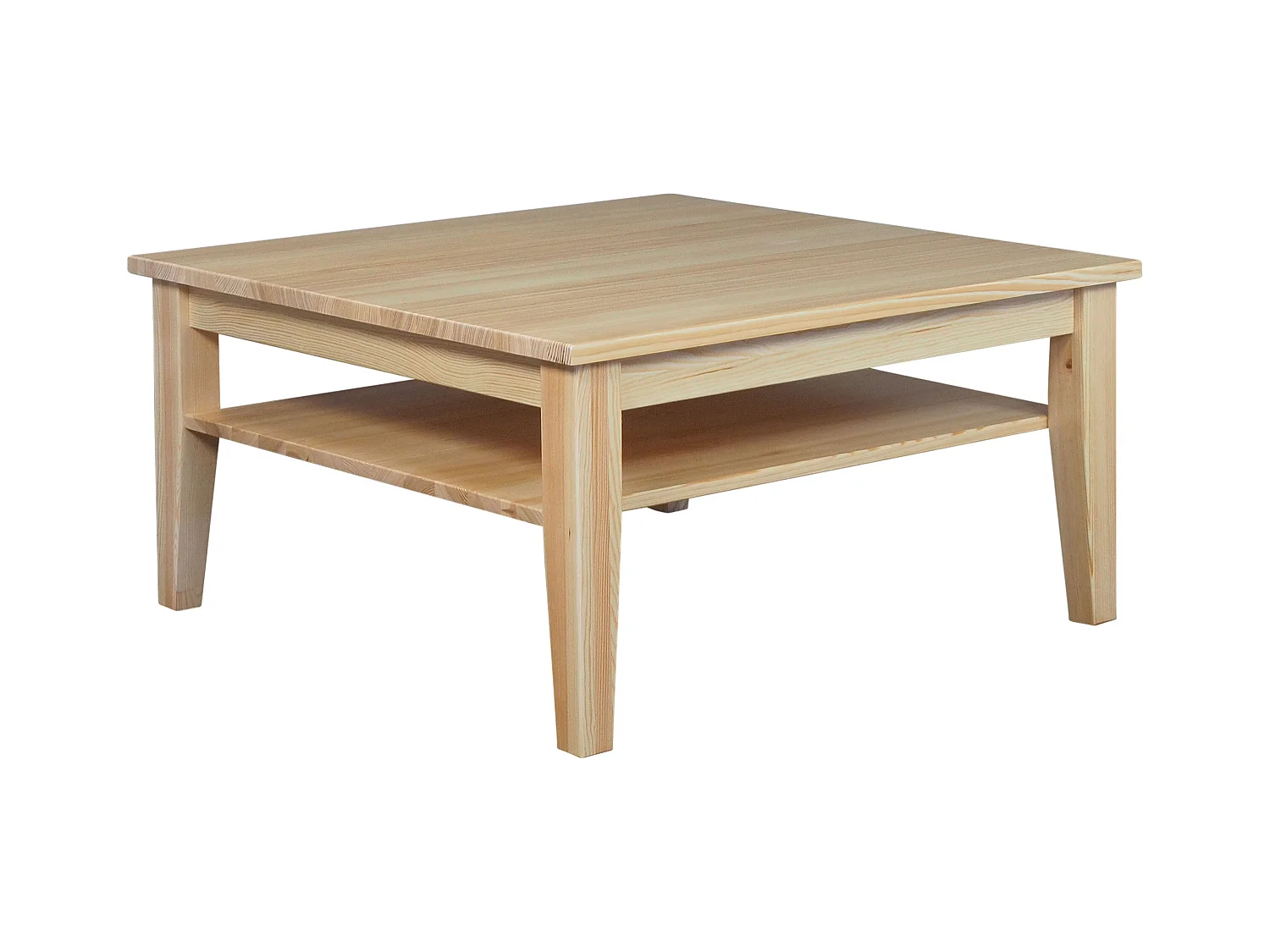 Ława 100 x 100 cm drewniana z półką Grands, sosnowa