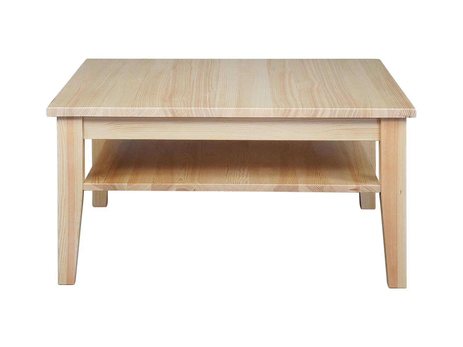 Ława 100 x 100 cm drewniana z półką Grands, sosnowa