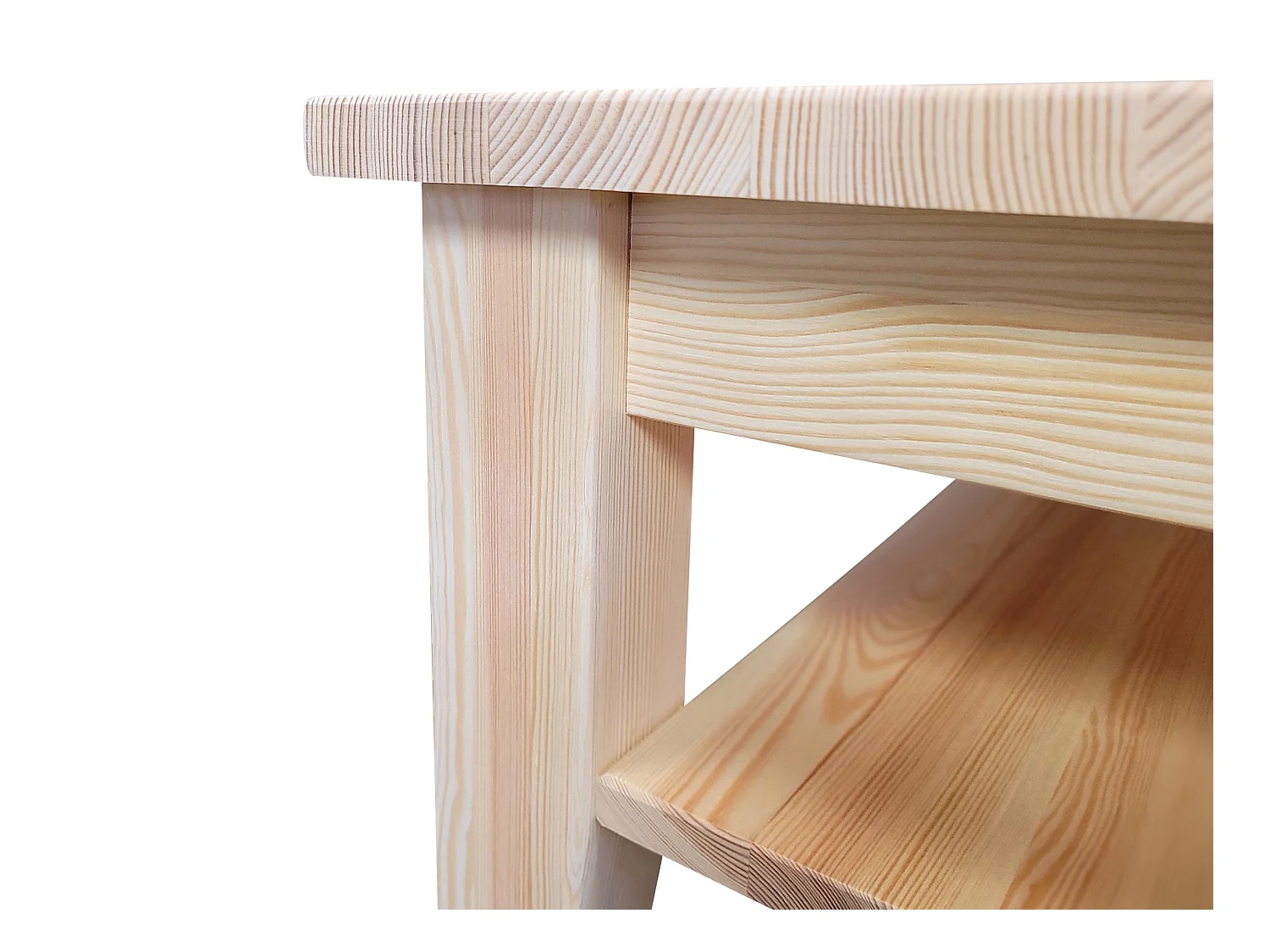 Ława 100 x 100 cm drewniana z półką Grands, sosnowa