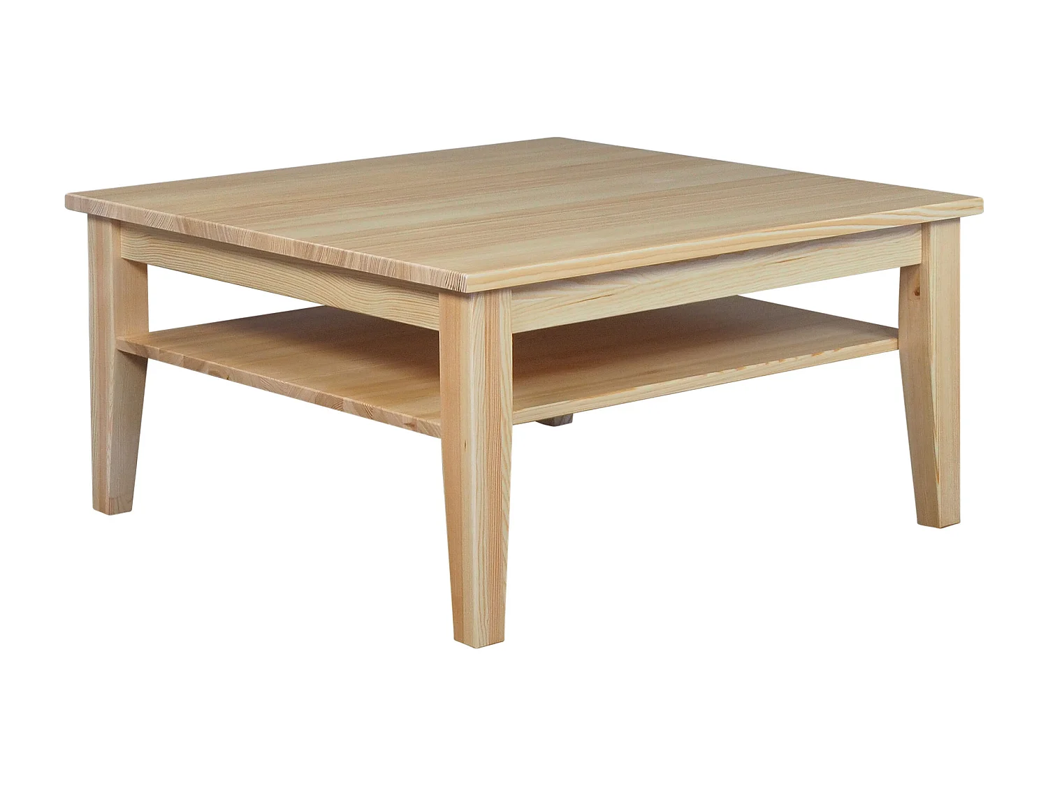 Ława 100 x 100 cm drewniana z półką Grands, sosnowa