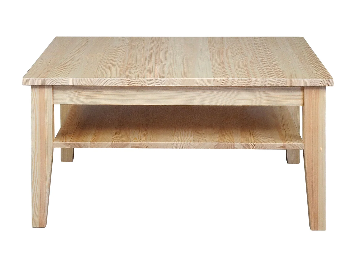 Ława 100 x 100 cm drewniana z półką Grands, sosnowa