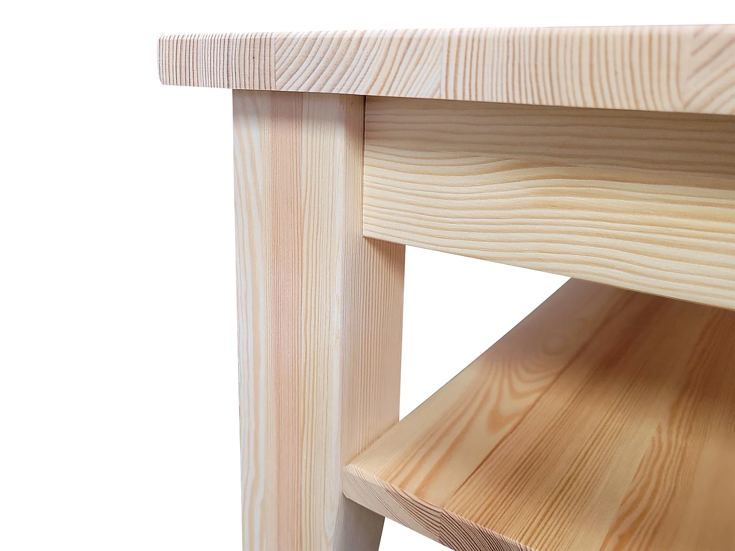 Ława 100 x 100 cm drewniana z półką Grands, sosnowa