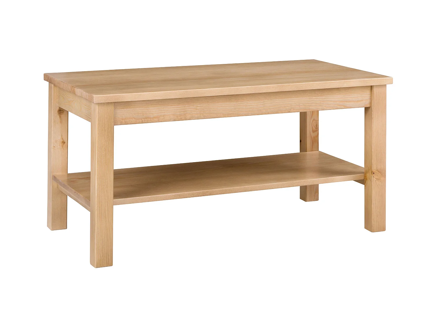 Ława 110 x 60 cm drewniana z półką Prestige, kolor dębowy