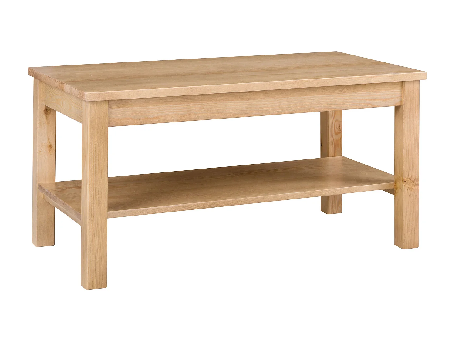 Ława 110 x 60 cm drewniana z półką Prestige, kolor dębowy