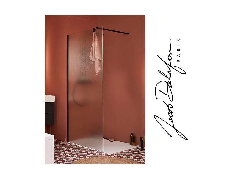 Paroi de douche JACOB DELAFON Contra textile 120cm + kit profilé Noir mat