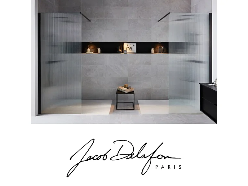 Paroi de douche JACOB DELAFON Contra flute 100cm + kit profilé Noir mat