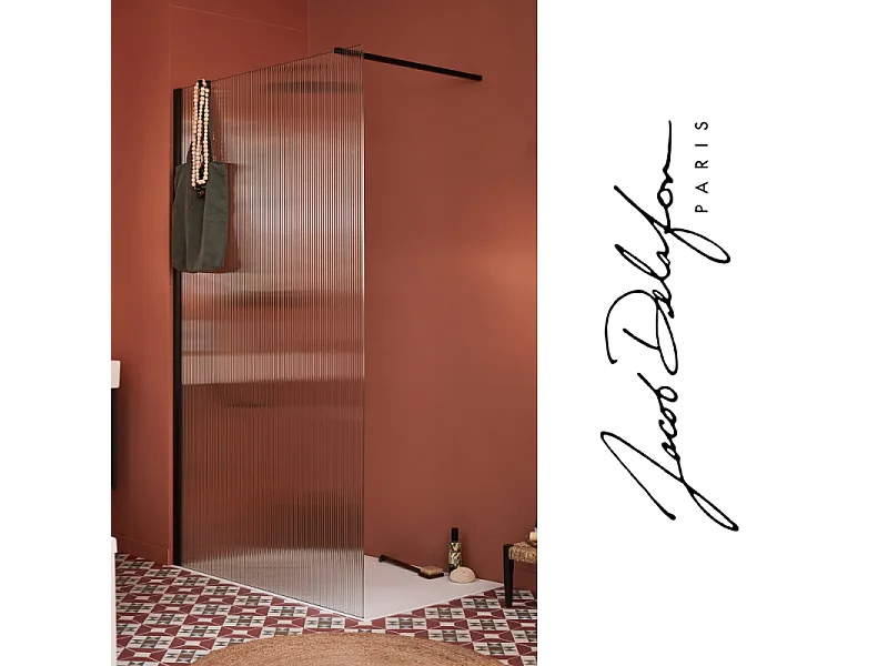 Paroi de douche JACOB DELAFON Contra flute 100cm + kit profilé Noir mat