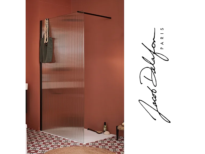 Paroi de douche JACOB DELAFON Contra flute 100cm + kit profilé Noir mat