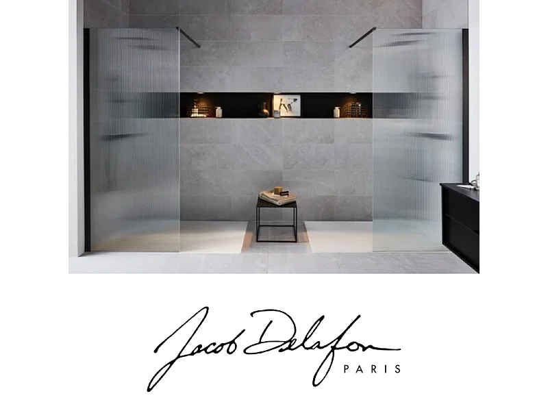 Paroi de douche JACOB DELAFON Contra flute 100cm + kit profilé Noir mat