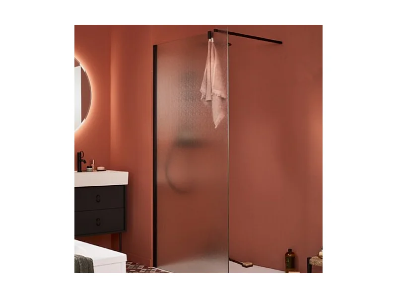 Paroi de douche JACOB DELAFON Contra textile 100cm + kit profilé Noir mat