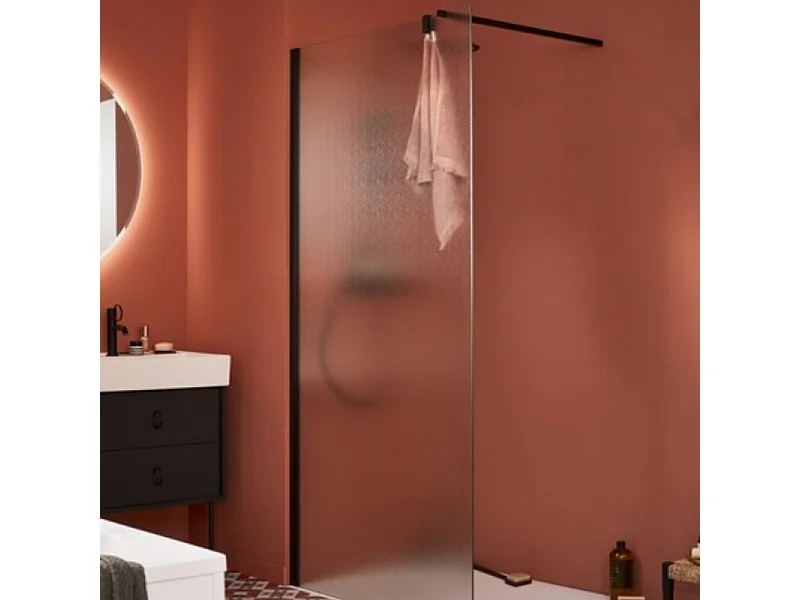 Paroi de douche JACOB DELAFON Contra textile 100cm + kit profilé Noir mat