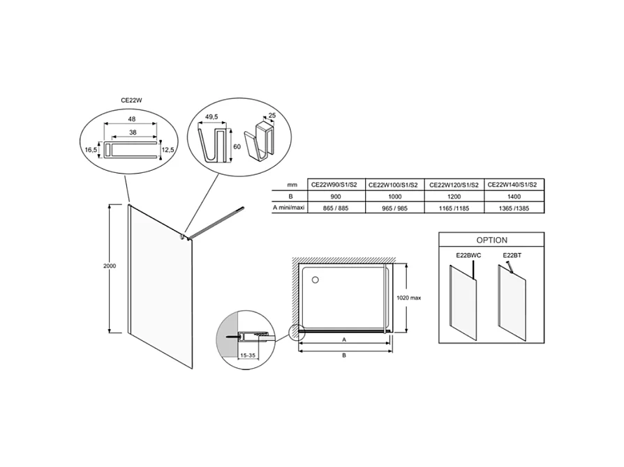 Paroi de douche JACOB DELAFON Contra flute 100cm + kit profilé Blanc mat
