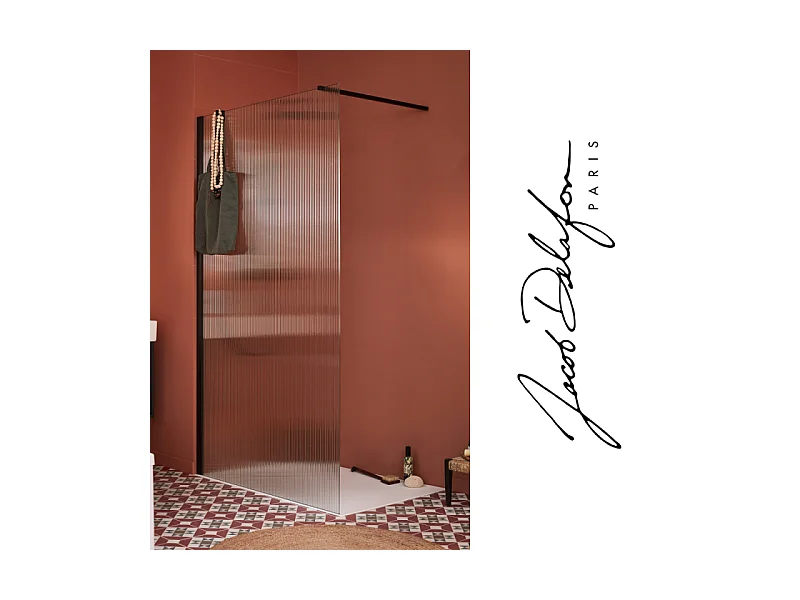 Paroi de douche JACOB DELAFON Contra flute 120cm + kit profilé Noir mat