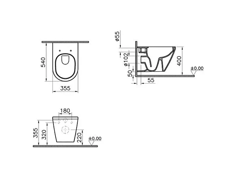 WC suspendu sans bride VITRA Integra blanc