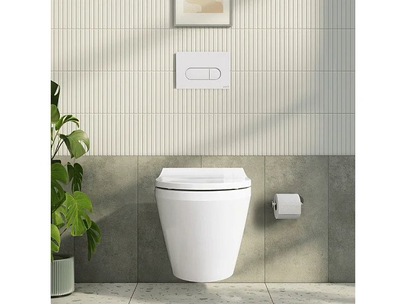 Cuvette WC suspendu sans bride VitrA Integra blanc avec abattant frein de chute