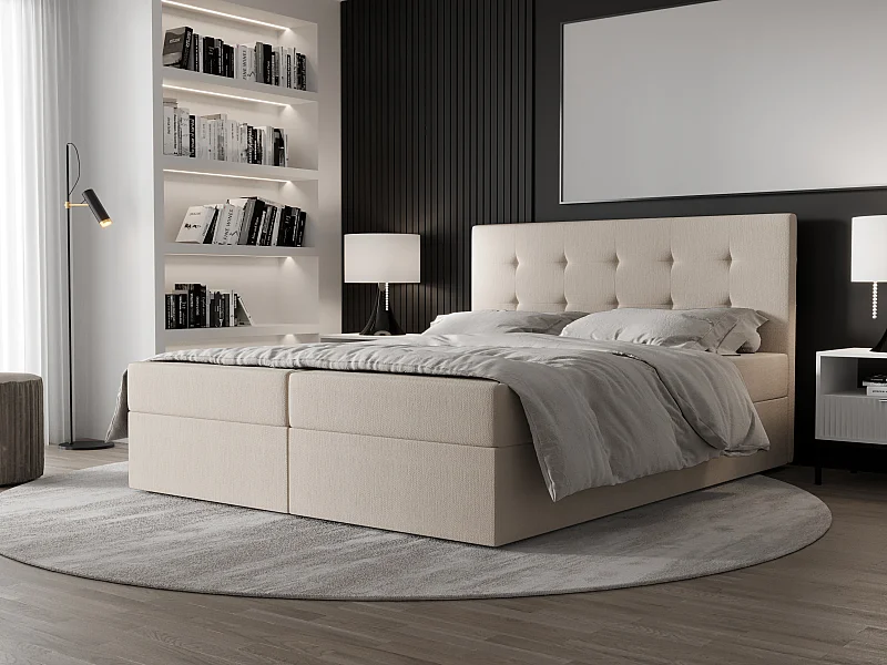 AX LIVING Boxspringbett 140x200 mit Bettkasten Dahlina Crème – Eleganz