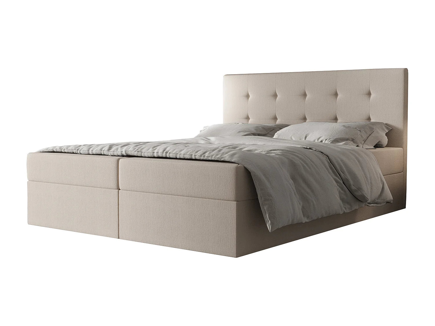 AX LIVING lit boxspring 140x200 avec coffre de rangement Dahlina crème – élégance sans surmatelas