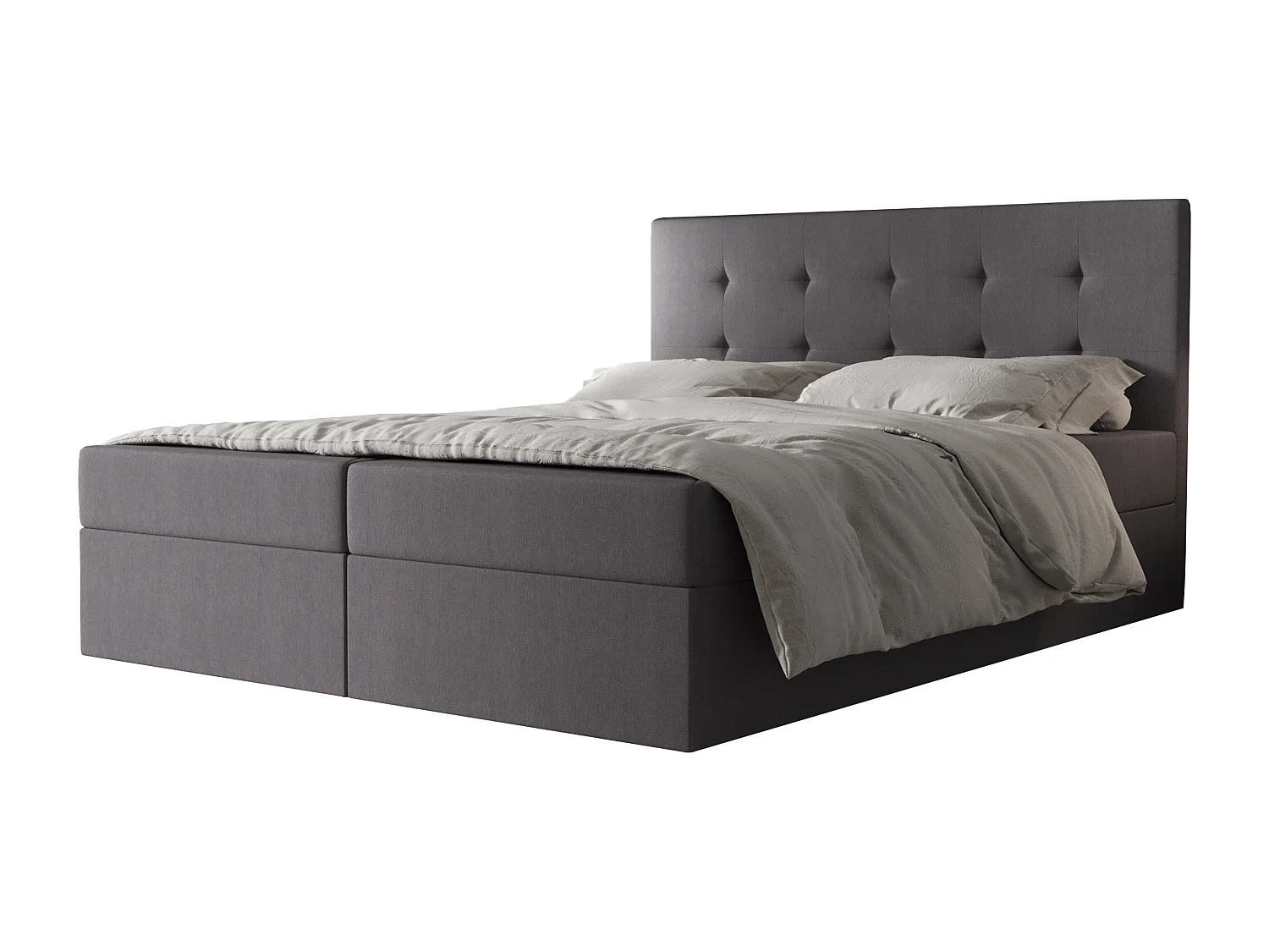 AX LIVING Boxspringbett 140x200 mit Bettkasten Dahlina in Grau Komfort
