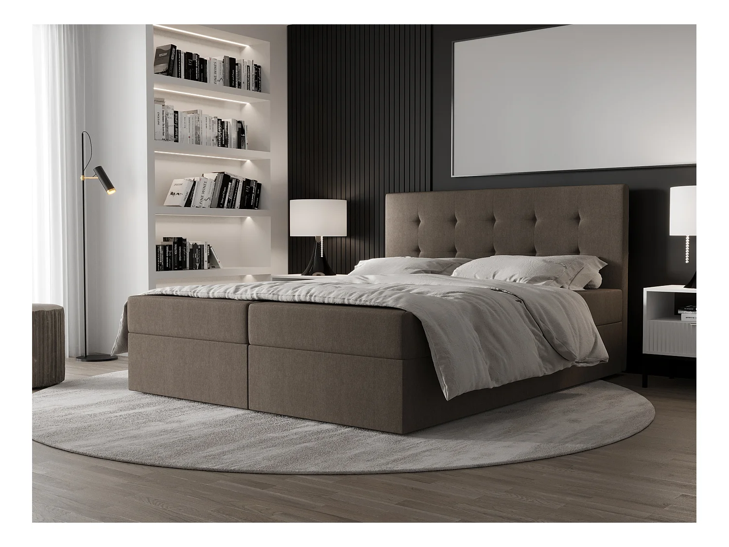 AX LIVING Boxspringbett 160x200 mit Bettkasten Dahlina Braun – Eleganz