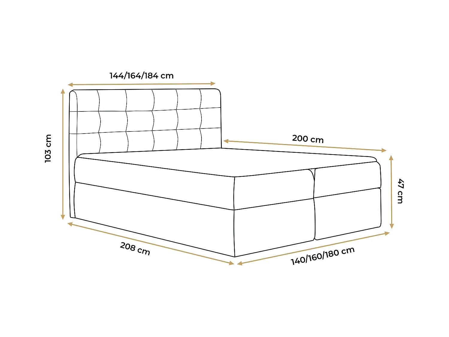 AX LIVING Boxspringbett 160x200 mit Bettkasten Dahlina Braun – Eleganz