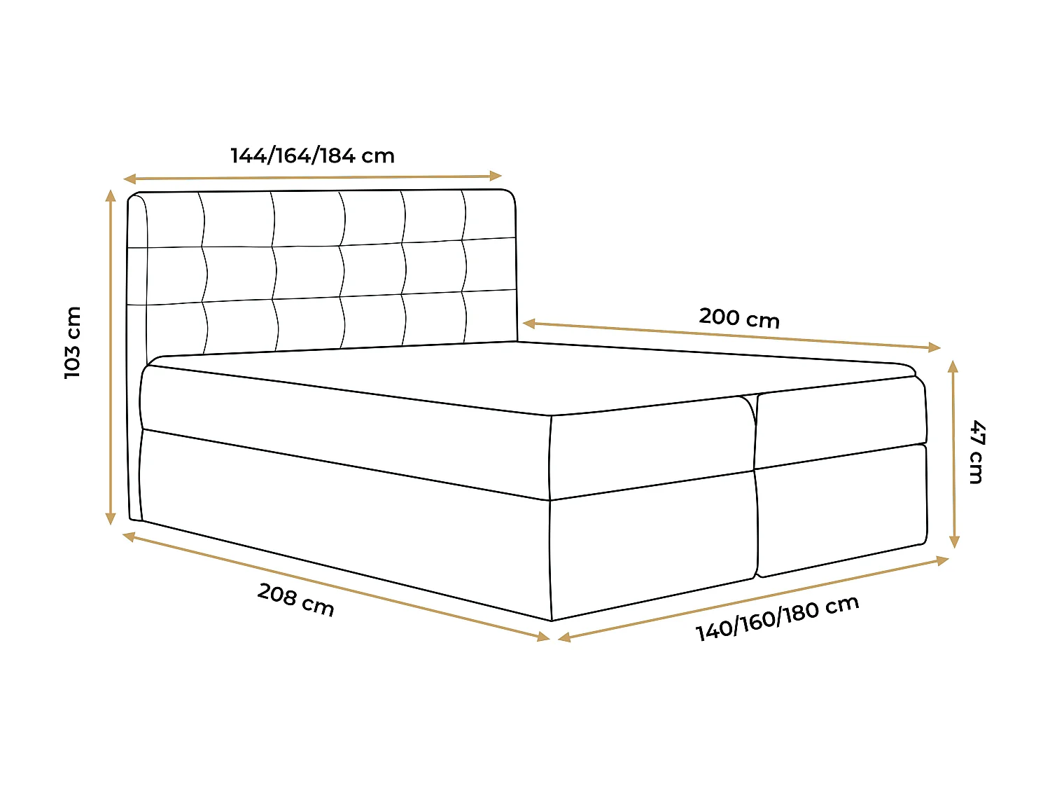 AX LIVING lit boxspring 160x200 avec coffre de rangement Dahlina brun – élégance sans surmatelas